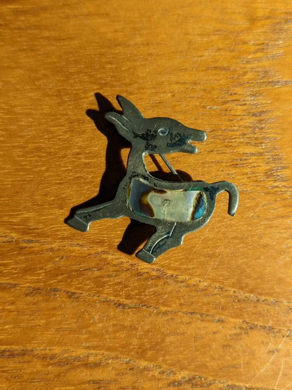 Vintage Taxco Sterling Silver Brooch Mexican Figural Donkey Burro Abalone Pin